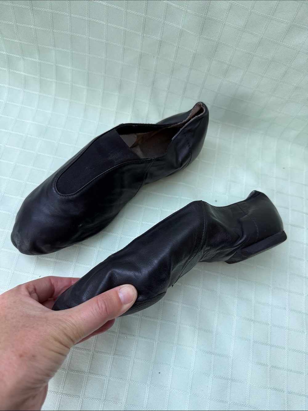 Vintage Black Soft Leather Slip-On Dance Shoes